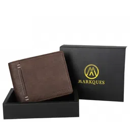 MARKQUES Men Brown Leather Two Fold Wallet-image-79