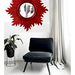 VAS collection home Red Textured Wooden Wall Mirror image 1