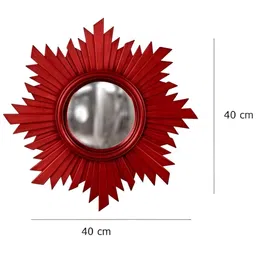 VAS collection home Red Textured Wooden Wall Mirror image 2