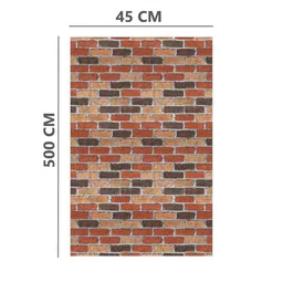 Jaamso Royals Brown & Beige Printed Bricks Self Adhesive Wall Stickers image 4
