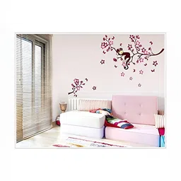 Asian royal Brown & Pink 3D Floral Printed Self Adhesive Wall Sticker-image-97