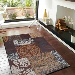 PRESTO Brown Ethnic Printed Rectangular Carpet-image-73