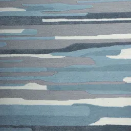 ZEBA Blue & Grey Striped Rectangle Shaped Hand-Tufted Woollen Carpet image 5