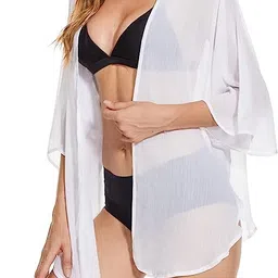 sun-rose fashions Swim Cover up Sheer Kimono Cardigans Bathing Suit Summer Cover Ups | Beach Wear | Free size image 1