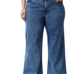 high star clothing HIGH Star Women Blue Wide Leg Plus Size Stretchable Jeans image 1