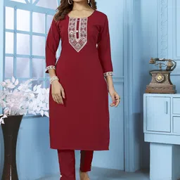 Rujave Embroidered Straight Kurta Set image 1