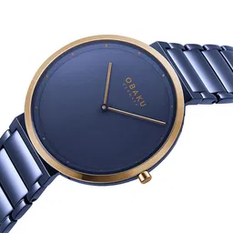 Obaku Men Blue Brass Dial & Blue Stainless Steel Bracelet Style Straps Analogue Watch V258GXSLSL image 2