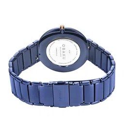 Obaku Men Blue Brass Dial & Blue Stainless Steel Bracelet Style Straps Analogue Watch V258GXSLSL image 4