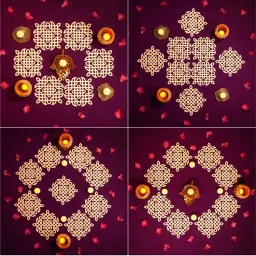 Island Rangoli Megh Kolam Motif - Set Of 16 (6 Inches) Regional Rangoli-picture-40