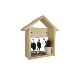 symplify Torino Wooden Wall Shelf Organiser With Key Holders image 1