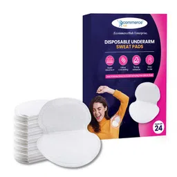 ecommercehub EcommerceHub™ Disposable Underarm Sweat Pad, Armpit Sweat Pads for Women and Men [24 PCS],Disposable Underarm Pads for Sweating Women,Comfortable,Non Visible,White Color. image 1