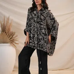 jisora Women's Russian Silk Black Co-ord Set image 2