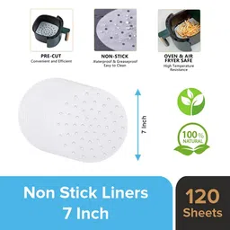 Oddy Uniwraps Ecobake Non-Stick Baking Paper for Steamer,Airfryer&More-Perforated,7 Inch Circle,120 Pcs,White,190 mm image 4