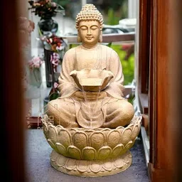 swarnnest interiors SwarnNest Interiors Resin Buddha Statue Decorative Water Fountains for Outdoor Living Room, Office, Garden 4 Feet Large Buddha Fountain, Sitting Pose, Large Big Size (Design 1) image 1