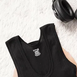 Dollar Bigboss Men Solid Pack of 2 Cotton Vests MBVE-06-DRBY-BLK-GM-PO2 image 5