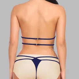 KRENOZ Halter Neck Non Padded Bra & Panty Lingerie Set BK-8-NAVY-P1 image 3