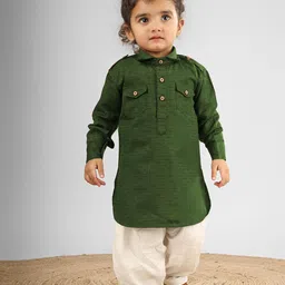 Polka Tots Kids Abstract Printed Pathani Kurta With Dhoti-picture-10