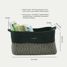 JASMEY HOMES Black Self Design Storage Basket Organisers image 3