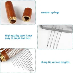 SAKRIMAL 30pcs Quilting Needle,Self-Threading Quilting Needle Assorted Sizes with Wooden Storage Tube,Sewing Sharp Needles,Stainless Steel Embroidery Thread Needle for Sewing, Embroidery image 3