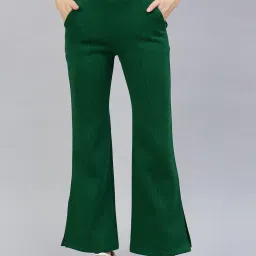 98 Degree North Women Green Fleece Flared Textured Trackpant-image-84