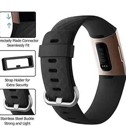 Brain Freezer Silicone Watch Strap Compatible with Fitbit Charge 4 / Fitbit Charge 3 / Fitbit Charge 3 SE Band, Soft Replacement Wristband Waterproof for Women Men (Black) (Watch Not Included) image 5