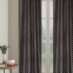 SOKNACK Grey & Brown Geometric Black Out Long Door Curtain-picture-31