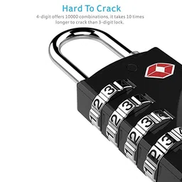 VENEKETY Set Of 1-309-Metal Tsa Approved Combination Lock For Luggage Bag International Number Password Travel Locks(Black) image 2