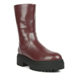 London Rag Burgundy Lug Sole Boots-picture-17