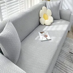 House of Quirk Double Seater Sofa Cover For Couch Flexible 140 Gsm Sofa Slipcover - Light Grey-picture-32