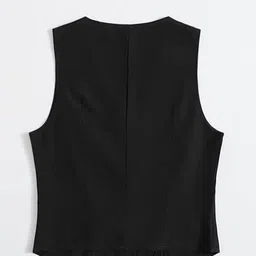 new-18 Black WaistCoat,Plus Size WaistCoat,Cotton Blend WaistCoat,Casual WaistCoat,Office Wear WaistCoat,Women WaistCoat,WaistCoat03. image 3