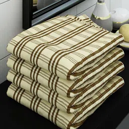 Athom Trendz Yellow Pack Of 4 Checked 210 GSM Cotton Bath Towel image 4