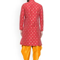 Larwa Men Maroon Ethnic Motifs Woven Design Silk Kurta With Salwar image 5