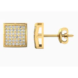 rare gems gallery A1 Grade 18K Gold Diamond Earrings Studs Original Certified By Lab Brilliant Rectangular Shape Real Gold Stud For Men Kano Ke Bunde Hira Ratan Ke Earstud कानो के टॉप्स image 4