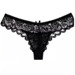 skmodel stylish Women's Lace Thong Panties, Black and Pink, 2-Pack image 3