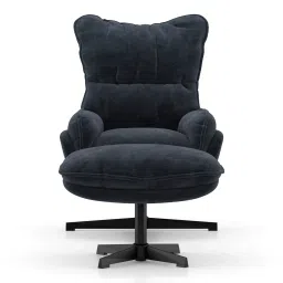 urban ladder Marson Lounger Chair with Ottoman in Indigo Blue image 3
