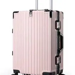 tourtier Aluminum Alloy Frame Suitcase, Carry-on with 360° Rotation Double Spinner Casters, Double Lock Design, Trolley Bag for Travel, Work or School Trips (24 INCH, Baby Pink) image 1