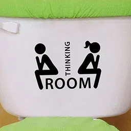 jnm enterprise JNM Thinking PVC Vinyl Room Theme Bathroom/Toilet Door Sign Sticker, Self-Adhesive image 2