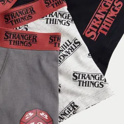 Marks & Spencer Boys Pack Of 3 High Rise Stretch Stranger Things Trunks T715811DBLACK MIX image 2