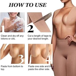 dkwin Boob Tape with 10pcs Nipple Cover & Double Sided Body Tape Adhesive Strapless Bra & Heavy Breast Support - Boobs Tape for Women Clothes Beige image 5