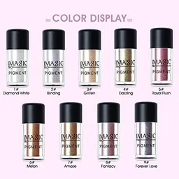 COSLUXE IMAGIC Professional Glitter Eyeshadow Metallic Loose Powder Pigment 2G (P2 - Blinding) Semi-Matte Finish image 2