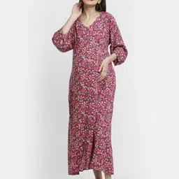 Mylo Floral Printed Maternity A-Line Dress with Zipper-picture-11
