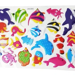 generic 3D Ocean Animal Stickers for Kids – Assorted Sea Life Wall & Craft Stickers | Vibrant & Removable Aquarium-Themed Stickers | Party Decorations & Gifts (21 Pieces) image 1