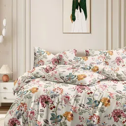 MORADO Cream & Pink Floral Printed Cotton Duvet Cover-picture-23