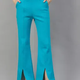 98 Degree North Women Blue Fleece Flared Textured Trackpant-picture-16