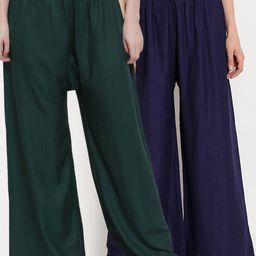TAG 7 Women Pack of 2 Solid Flared Palazzos-image-71