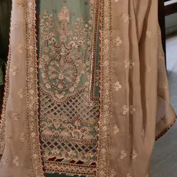 rudraprayag Georgette Embroidered Work Semi Stitched Long Top With Palazzo Salwar Suit For Women With Dupatta image 5