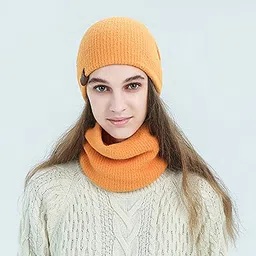 lnrueg Hat Scarf Gloves Set Classic Breathable Unisex Elastic Solid Color Ribbed Knit Cap Watch Cap Loop Scarf Girl Coldproof Elastic Cuff Man image 3