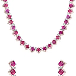 GIVA Silver-Plated Pink CZ-Studded Jewellery Set image 2