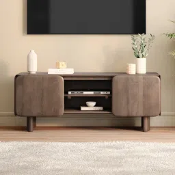 urban ladder Olen Solid Wood TV Cabinet In Danish Walnut Finish image 1