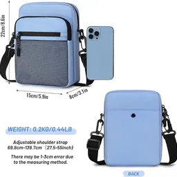 dynotrek SackPack Lack Small Crossbody Mini Messenger Side Shoulder Bag for Men Women Compatible Phone Passport Purse Sling Bag Fanny Pack Water Resistant -Sky Blue image 2